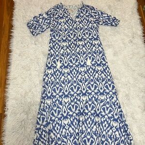 Blue and White Patterned Women's Dress